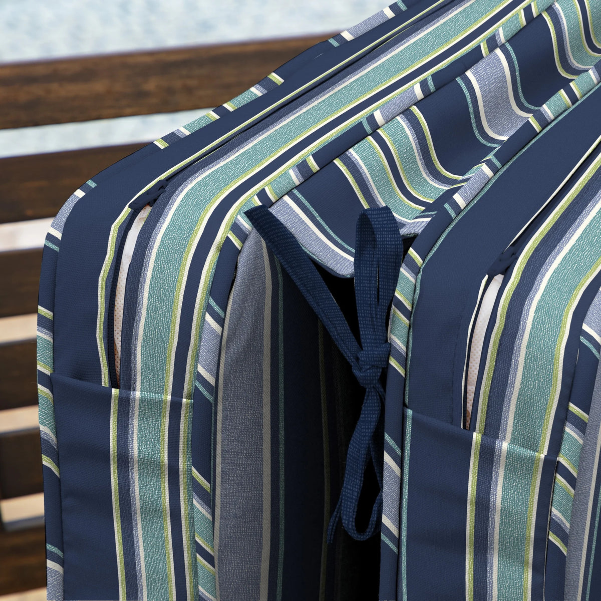Sapphire Aurora Blue Stripe Outdoor Chair Cushion J165572