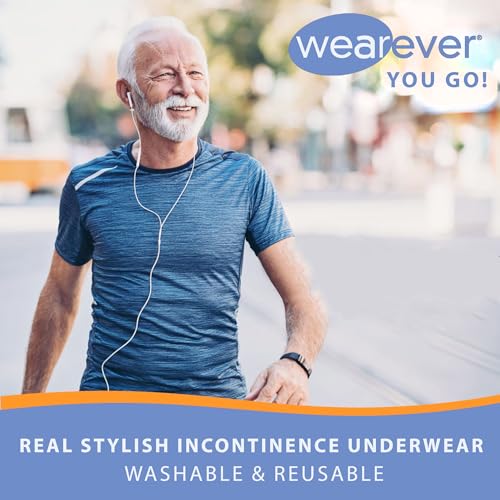 Men’s Incontinence Trunk Style Boxer Brief with Regular Absorbency - Reusable & Washable Leak Proof Underwear (White) (L) (Waist 38-40) K6996