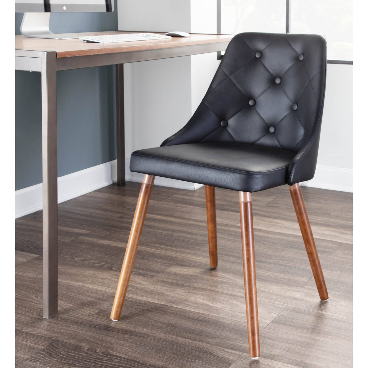 Cream Faux Leather Tufted Accent Chair N8603