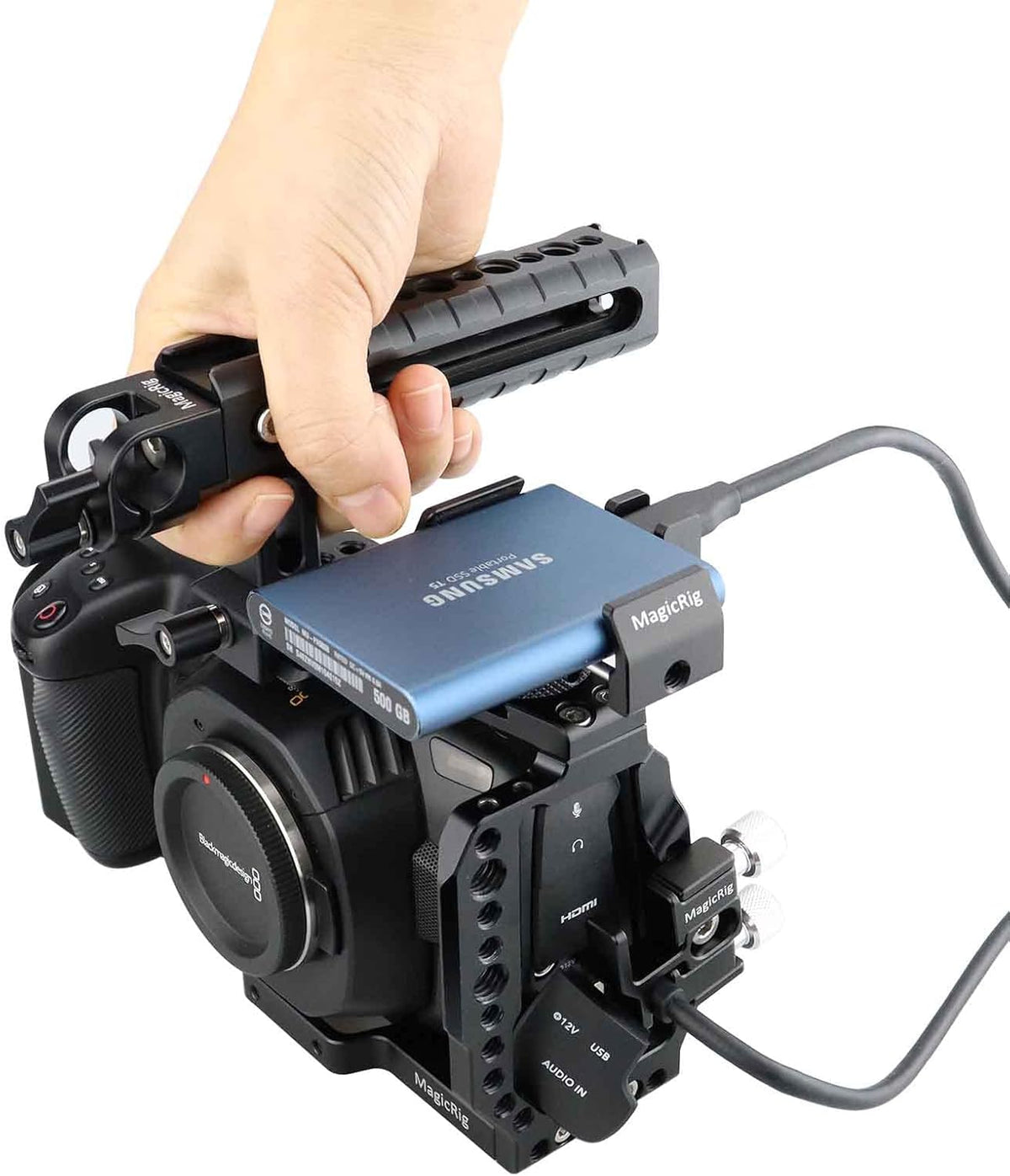 Video Camera Cage Kit with Top Handle SSD Mount HDMI Cable Clamp D782