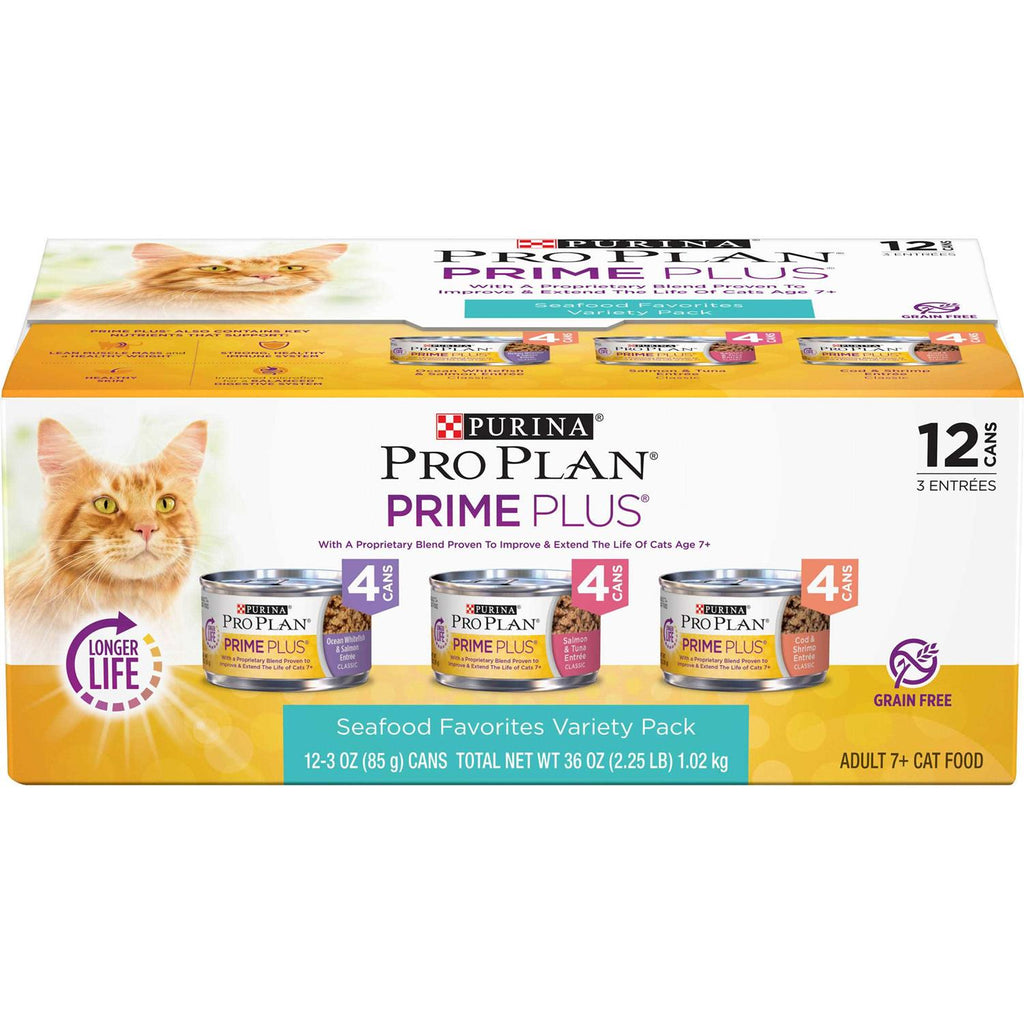 Grain-Free Senior Pate Seafood Favorites Wet Cat Food Variety Pack P7435