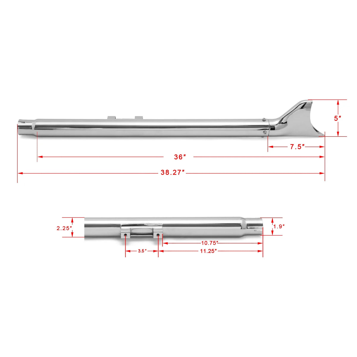 36" Slip on Fishtail Mufflers Exhaust Pipes Z7023