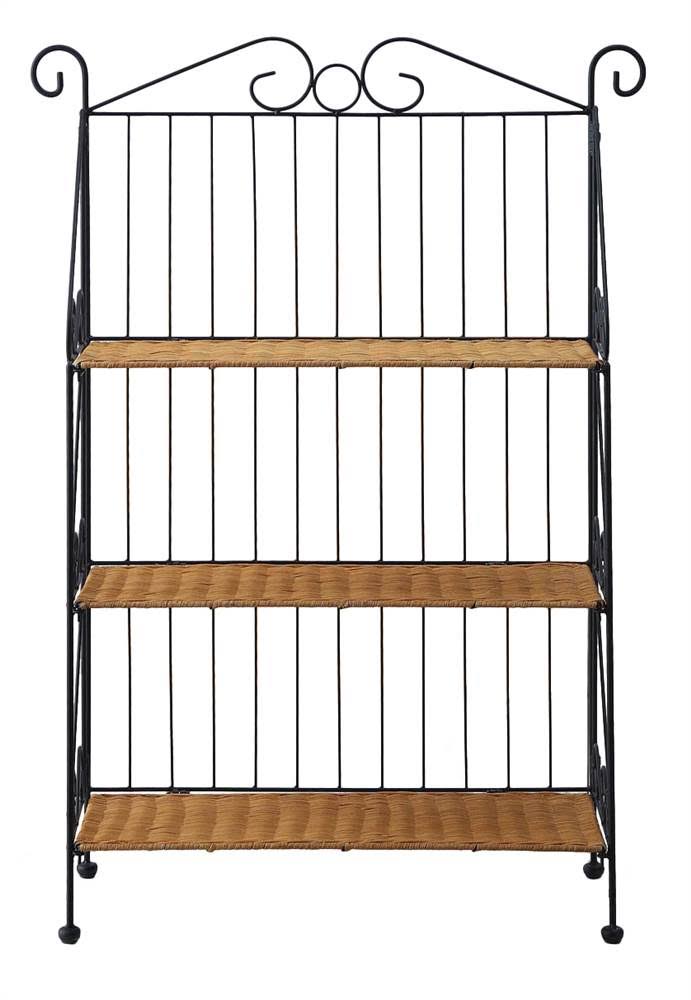 3 Tier Wicker Metal Bookcase U819228