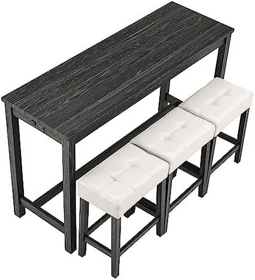 4 Piece Dining Table Set with Power Outlet and 3 Stools M66712