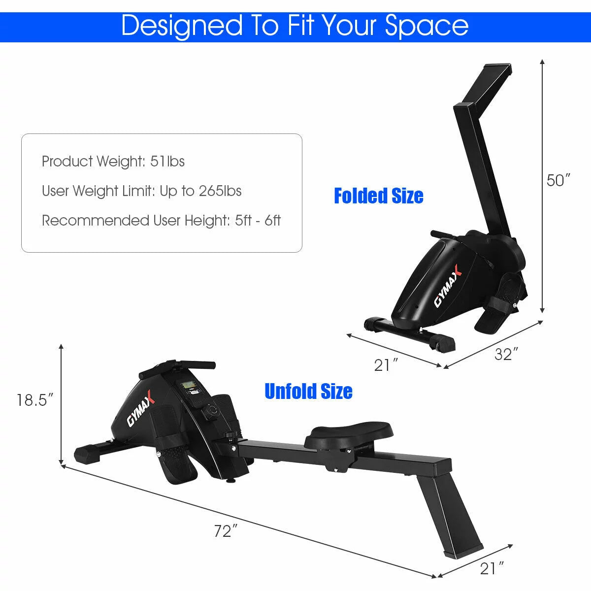 Foldable Magnetic Rowing Machine K670