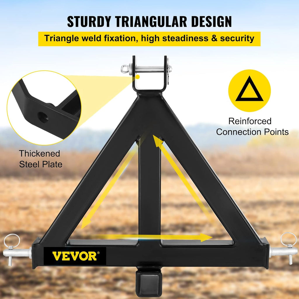 3 Point Trailer Hitch Heavy Duty 2In Receiver Hitch Category 1 33In Black D312016