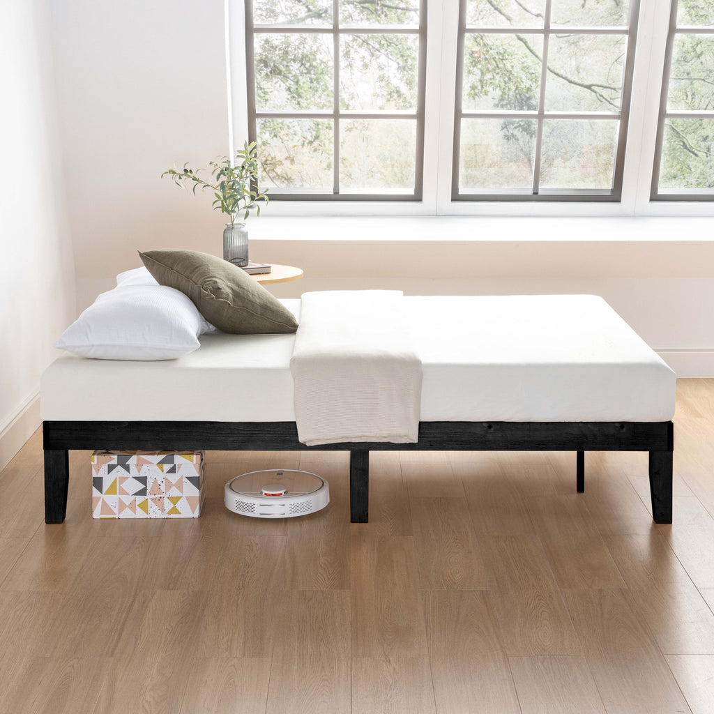 Cherry Queen Solid Wood Platform Bed with Wooden Slats W92798