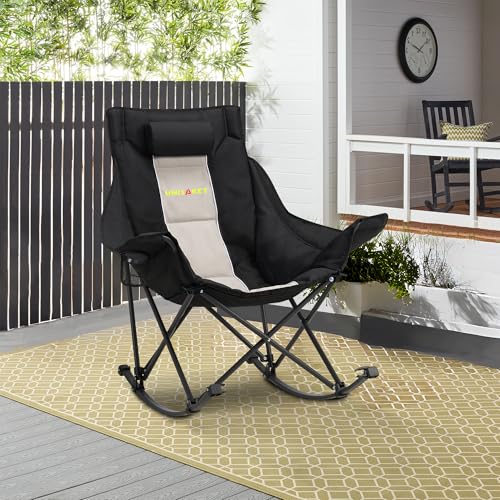 Oversized 400lbs Capacity 600D Oxford Rocking Camping Chair with Cup Holder C494