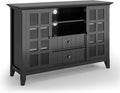 Black Solid Wood TV Media Stand with Storage Shelves and Cabinets E814176