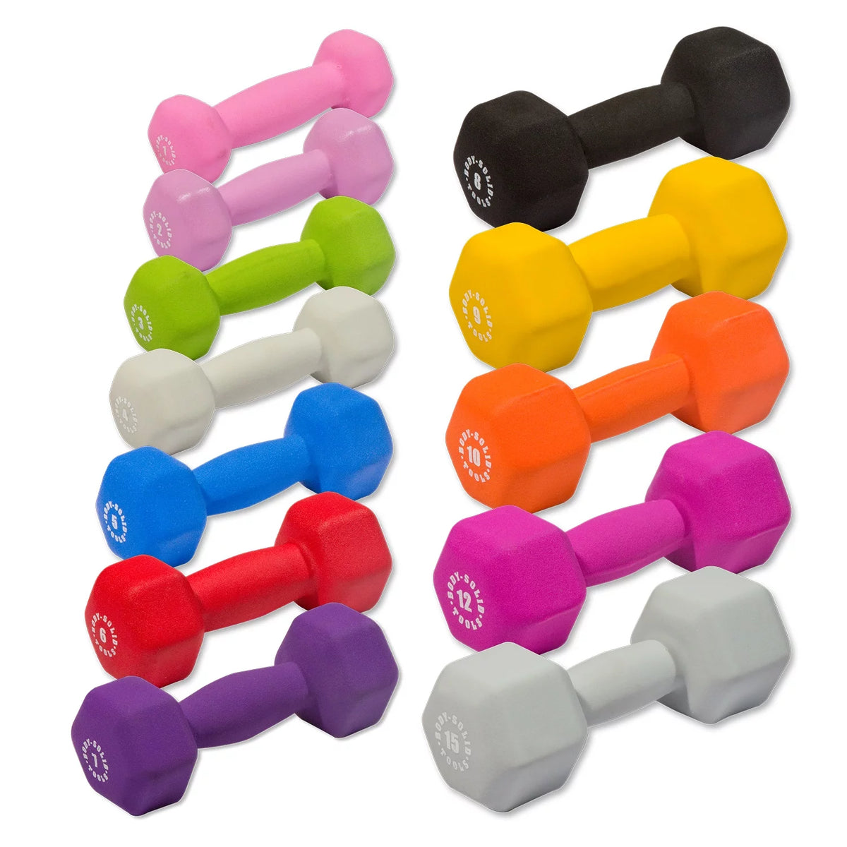 Neoprene Dumbbells Set 1-15 lb Pairs J8556