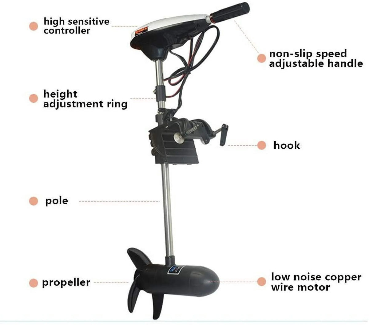 12V 660W Electric Trolling Motor Boat Outboard Engine K34477