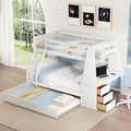 Twin Over Full Wooden Bunk Bed with Desk and Trundle G903253