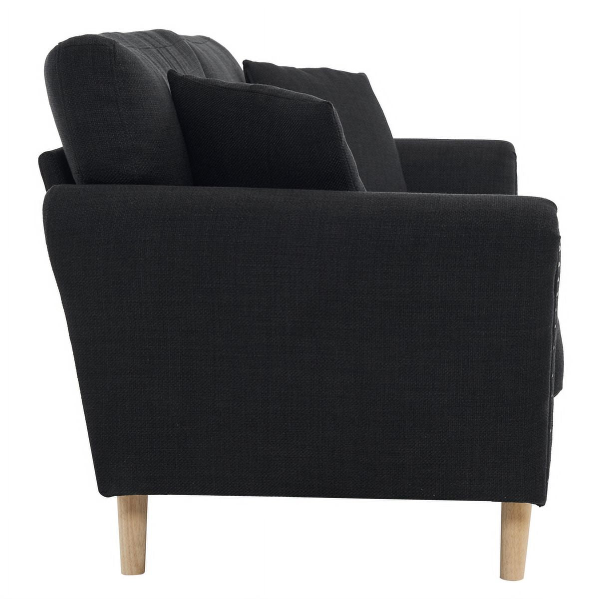 Black Upholstered 2-Seat Loveseat Sofa with 2 Pillows T133079
