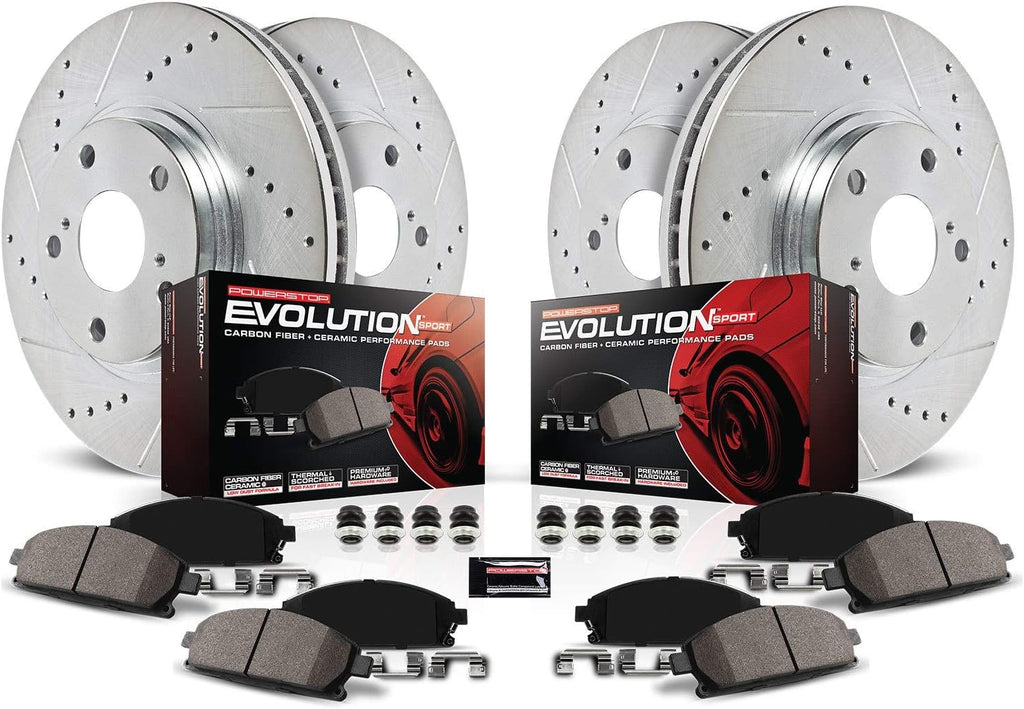 Z23 Carbon Fiber Brake Pads with Drilled & Slotted Brake Rotors Kit A931609