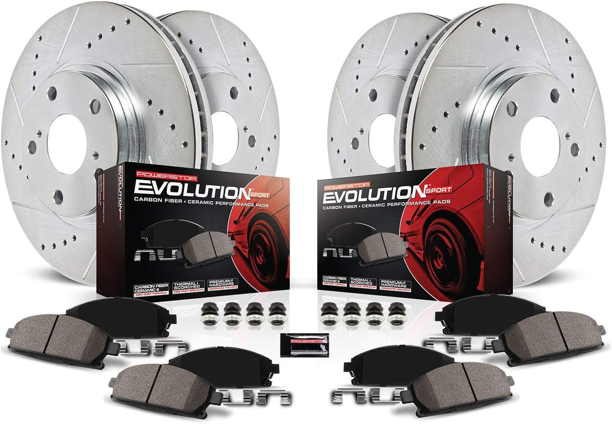 Z23 Carbon Fiber Brake Pads with Drilled & Slotted Brake Rotors Kit A931609