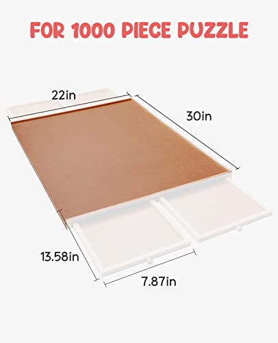 Wooden Jigsaw Puzzle Table with Drawers & Cover Mat, 23" X 31" Portable Puzzle Board Z4014