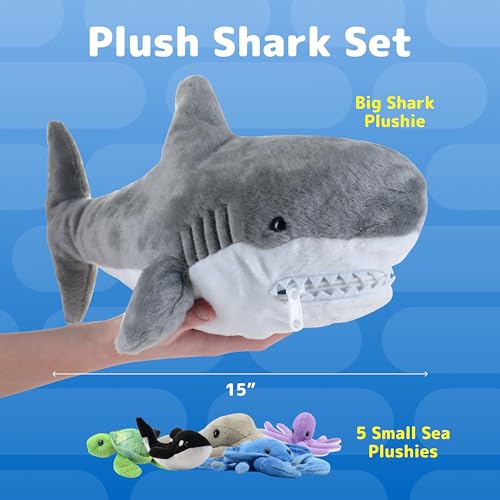 Plush Toy Shark Stuffed Animal with 5 Sea Animals B908