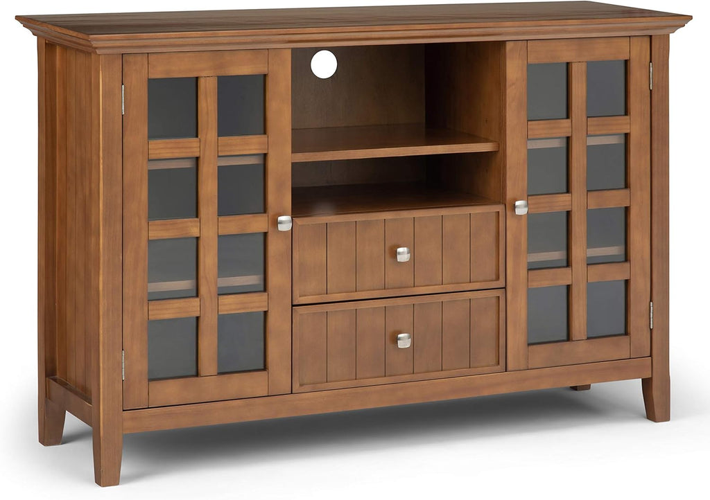 Black Solid Wood TV Media Stand with Storage Shelves and Cabinets E814176