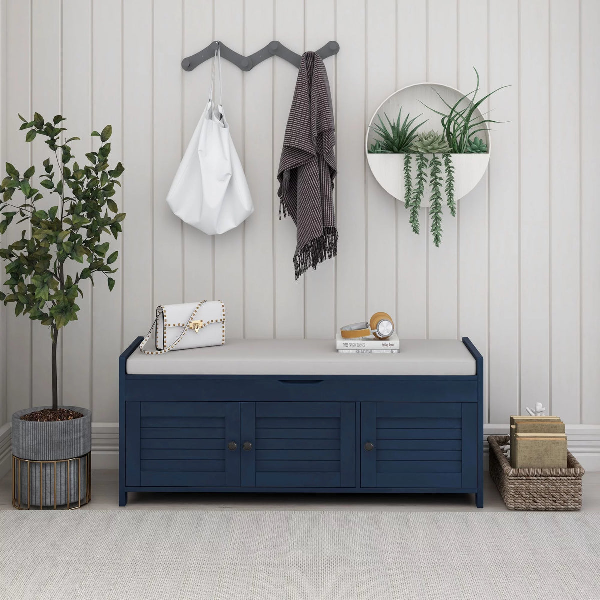 Blue Storage Bench I20596