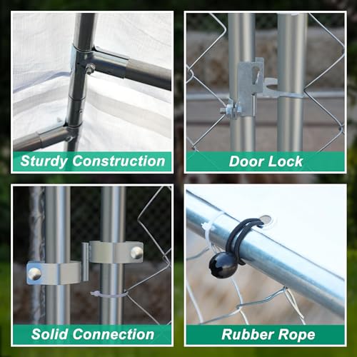 13.1x7.5x7.6 FT Galvanized Steel Dog Kennel with Waterproof Cover M673