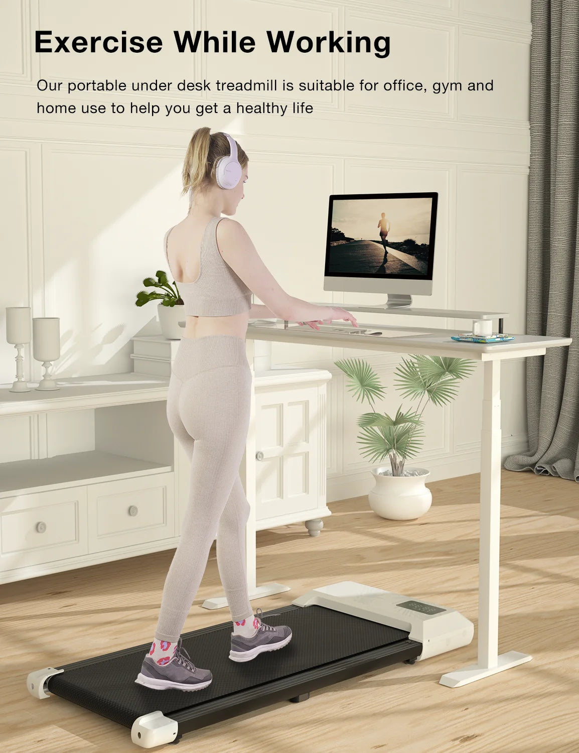2.5Hp Walking Pad Under Desk Treadmill with Remote Control and LED Display M2463