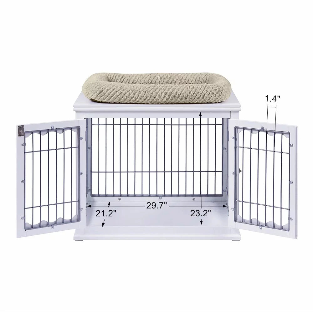 White Dog Crate with Pet Cushion Y16938