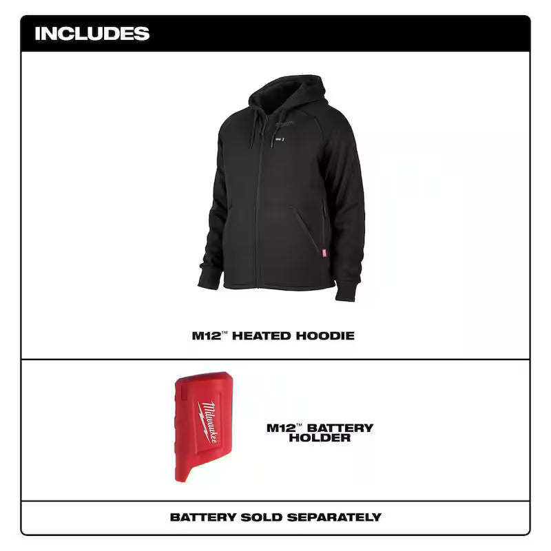 Men's 2X-Large Black Heated Jacket Hoodie E2049