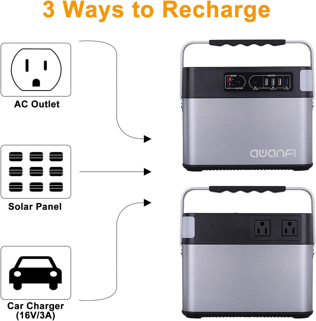 505 Wh Portable Power Station Solar Generator with 110V 500W AC Outlets S535990