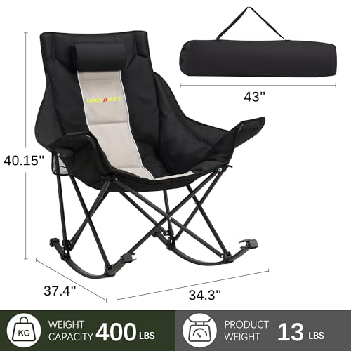 Oversized 400lbs Capacity 600D Oxford Rocking Camping Chair with Cup Holder C494