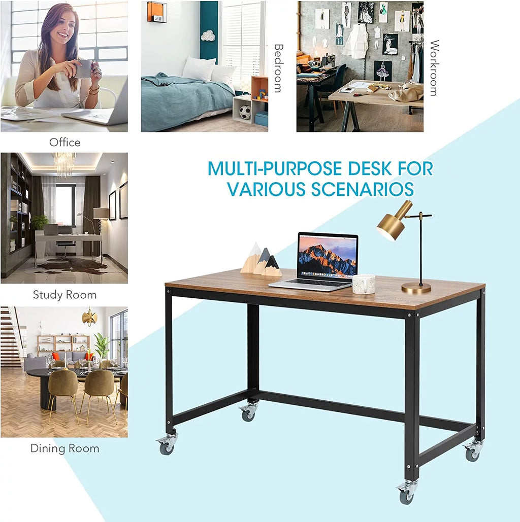 Rolling Computer Desk with 4 Wheels Y975933