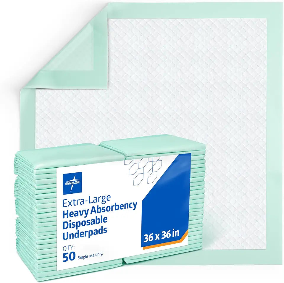 Super Absorbent Underpad, 36" x 36", 50 Count, Extra Large Disposable Incontinence Pads D256329