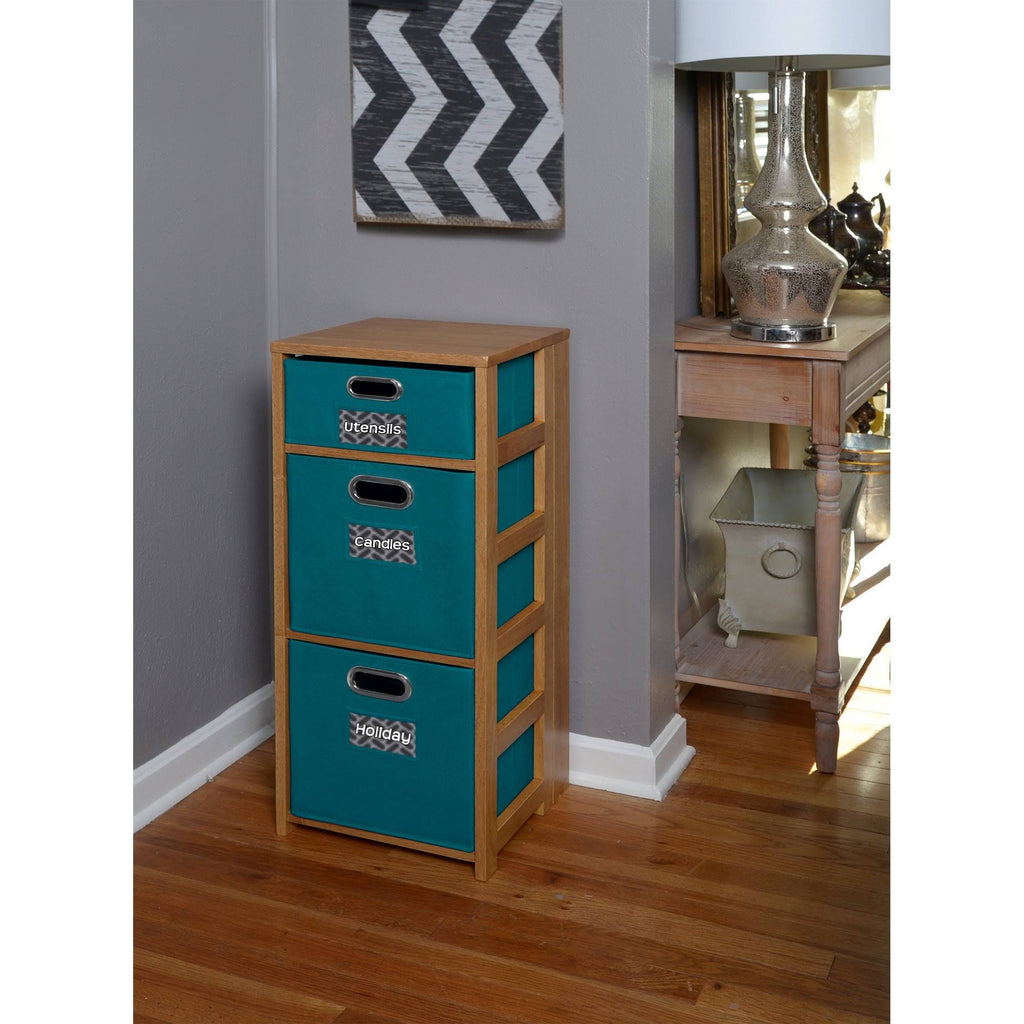 Square Folding Bookcase with Fabric Bins A7271
