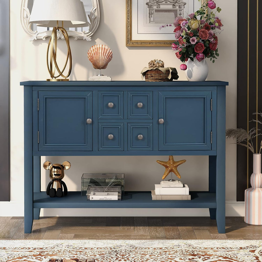 Solid Wood Console Table with 3 Drawers, 2 Cabinet and 1 Shelf N686668