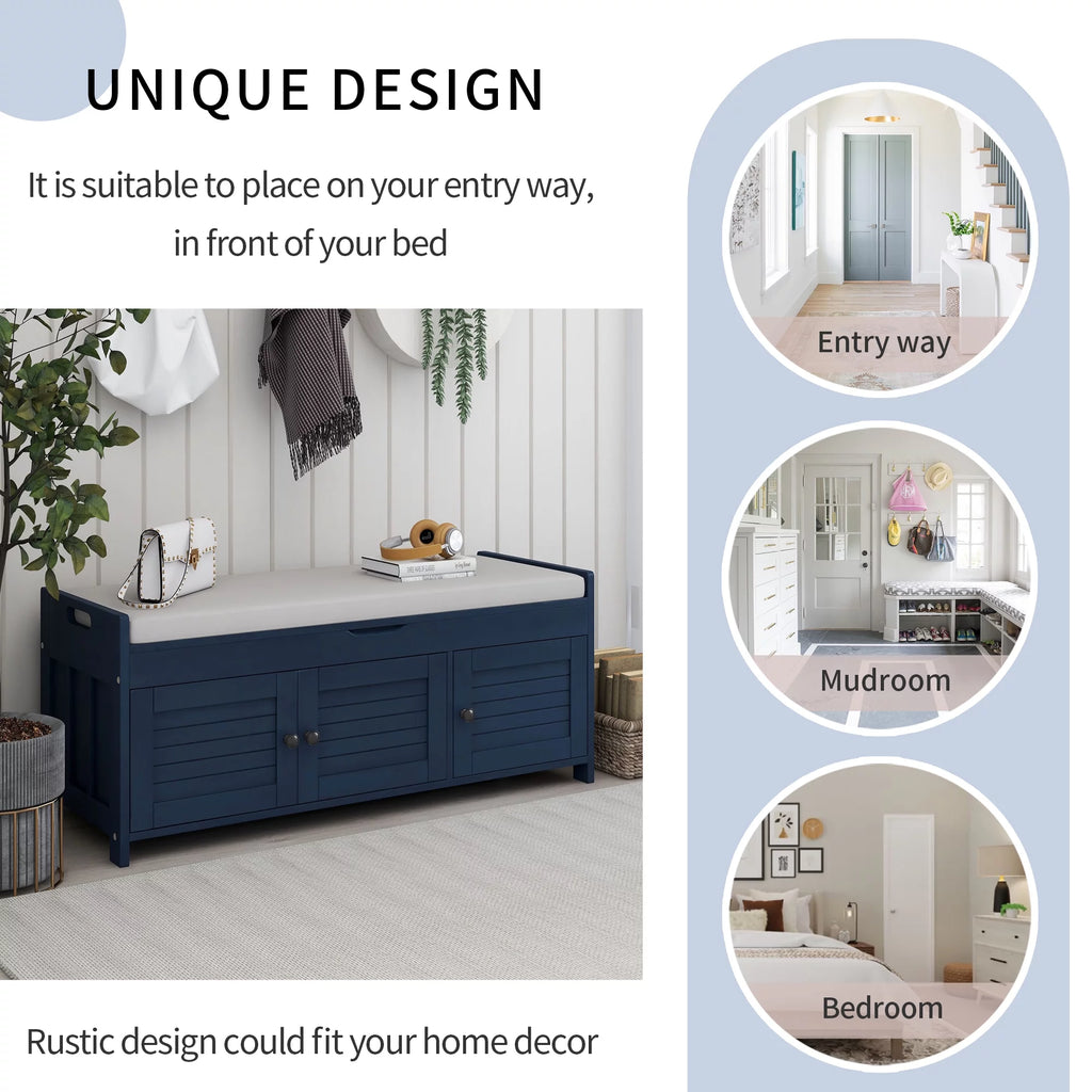 Blue Storage Bench I20596