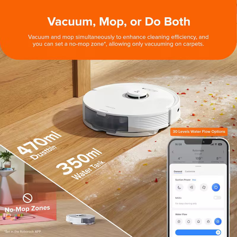 White Robotic Vacuum and Mop P438815