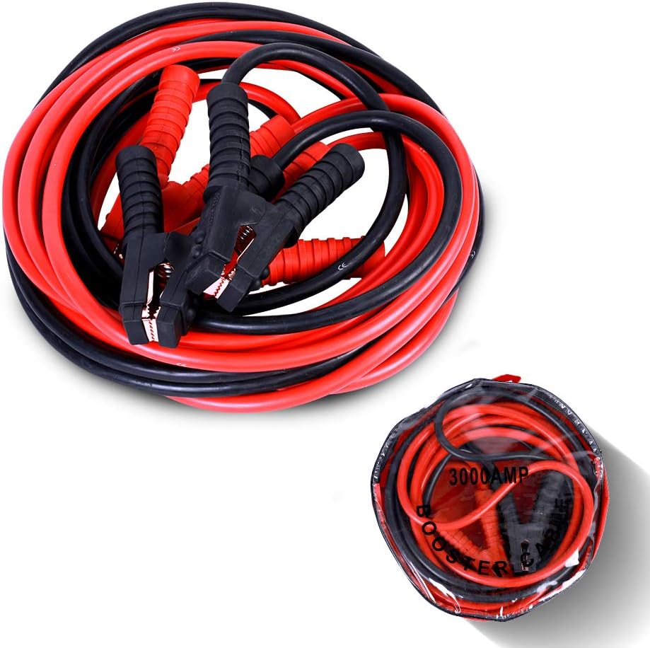 3000AMP 1 Guage 20Ft Booster Jumper Cables with Carry Bag E828271