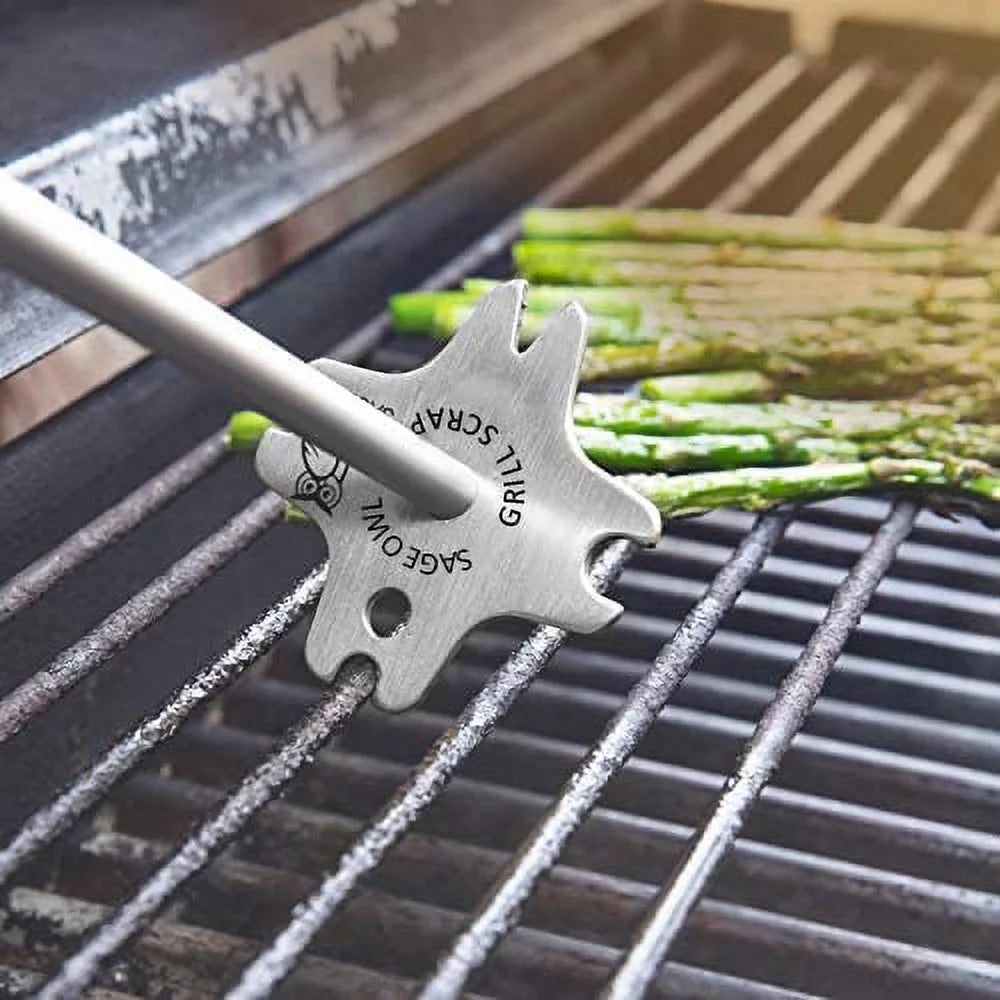 Bristle Free Stainless Steel Grill Scraper Tool with 17" Long Handle G237488