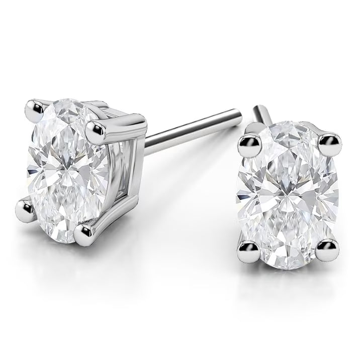 Oval Cut Colorless Genuine Moissanite Stud Earrings, Solid 950 Platinum Screw Back J436392