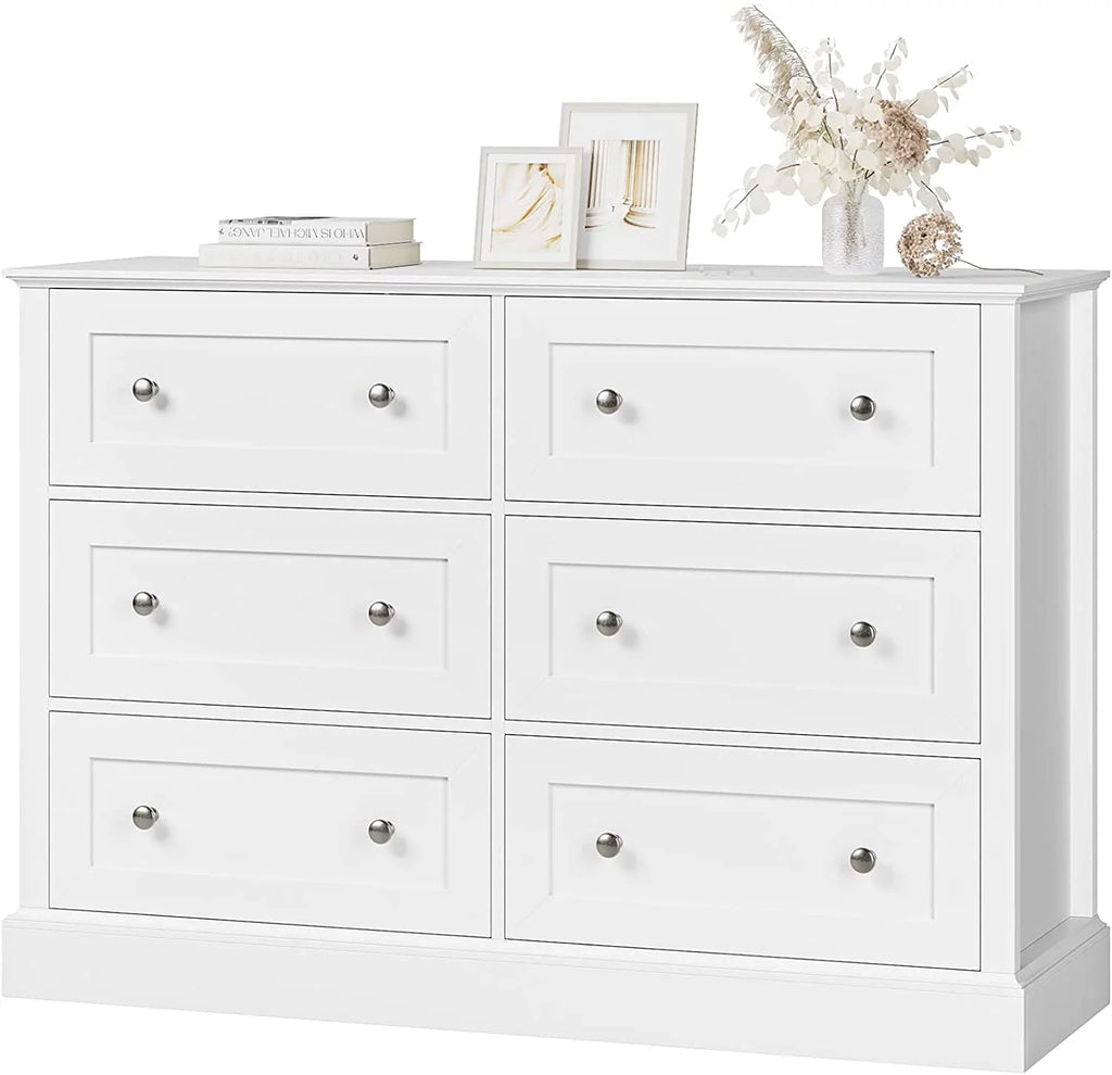 White 6 Drawer Double Dresser I5403