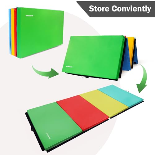Extra Thick Folding Exercise Gymnastics Mat, 4'x10'x3" with Carrying Handles E119