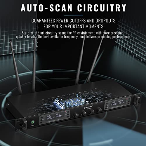 Quad Channel Wireless Microphone System with 4 Handheld Dynamic Microphone Q71763