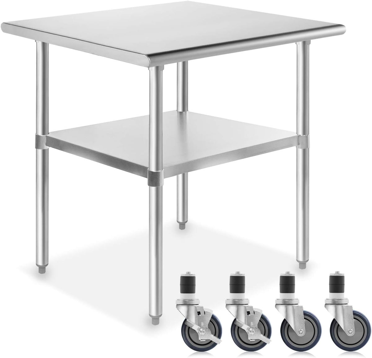 Stainless Steel Commercial Work Table with 4 Casters 48 in. x 24 in. E434