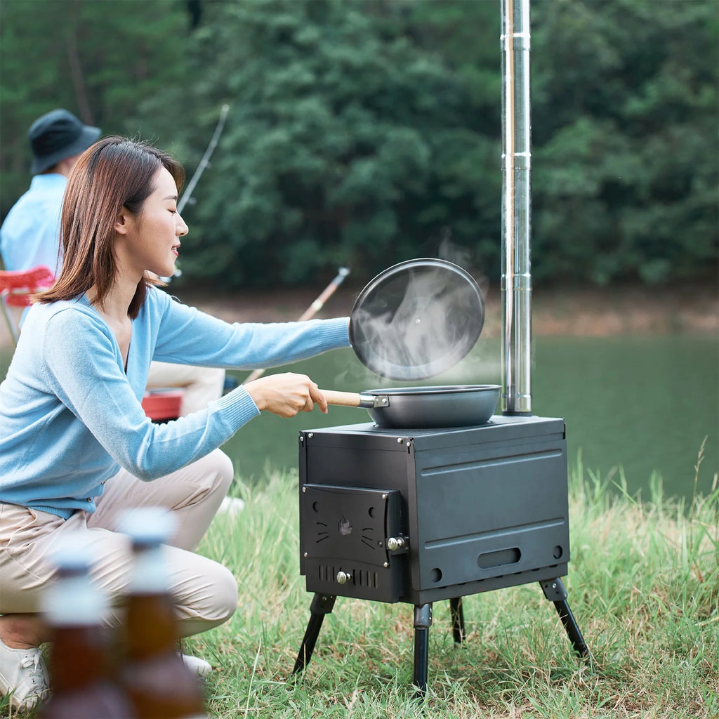 Portable Foldable Wood Burning Camp Tent with Chimney Y434