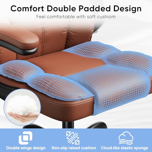 Black Leather Executive Office Chair with Lumbar Support B9252