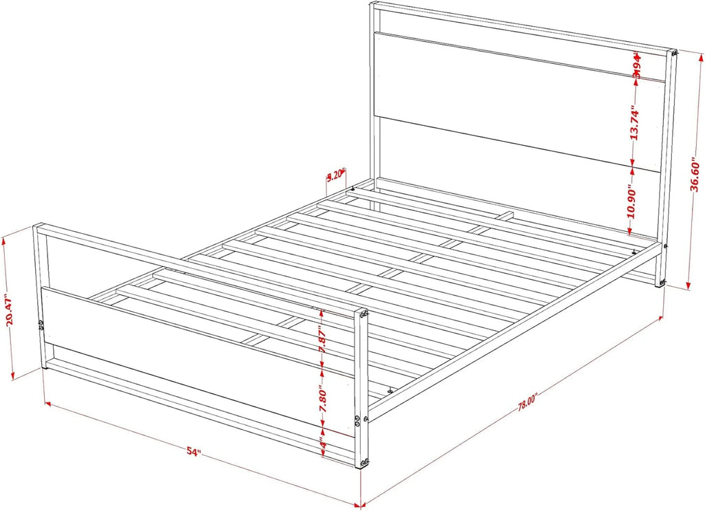 Platform Bed Frame with 4 Metal Legs V743828