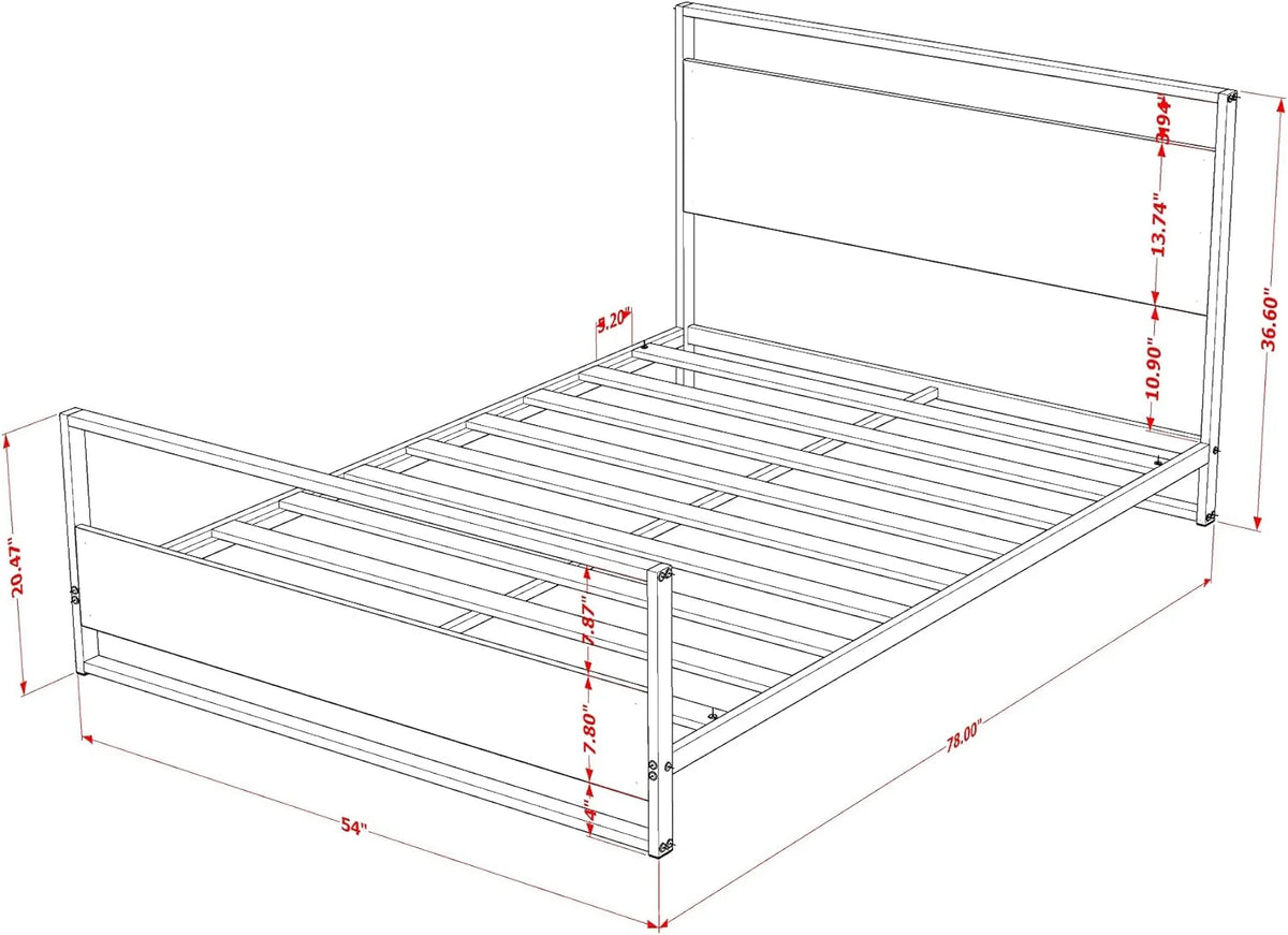 Platform Bed Frame with 4 Metal Legs V743828