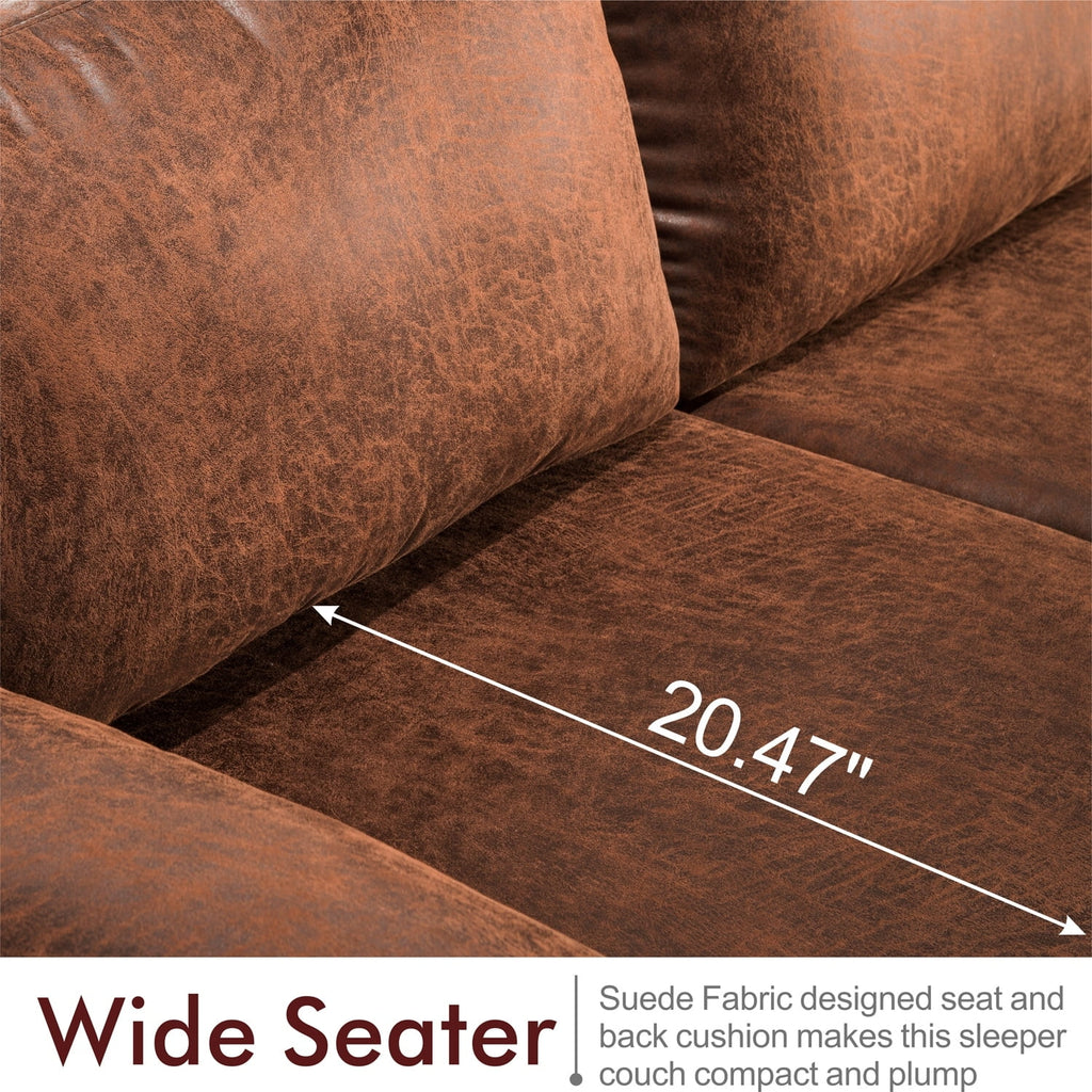 Brown Suede Reversible Chaise Sofa Z81706
