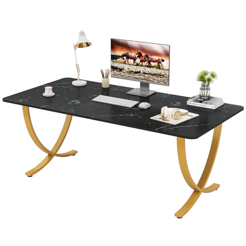 63” White and Gold Executive Desk T316169