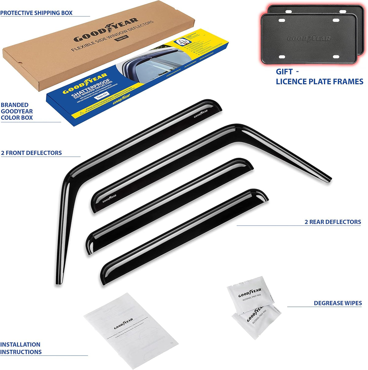 Shatterproof Tape-on Window Deflectors 4 pcs R68358