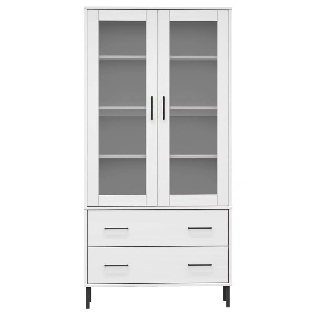 Pine Wood Bookcase with 2 Doors Cabinet and 2 Storage Drawers S864